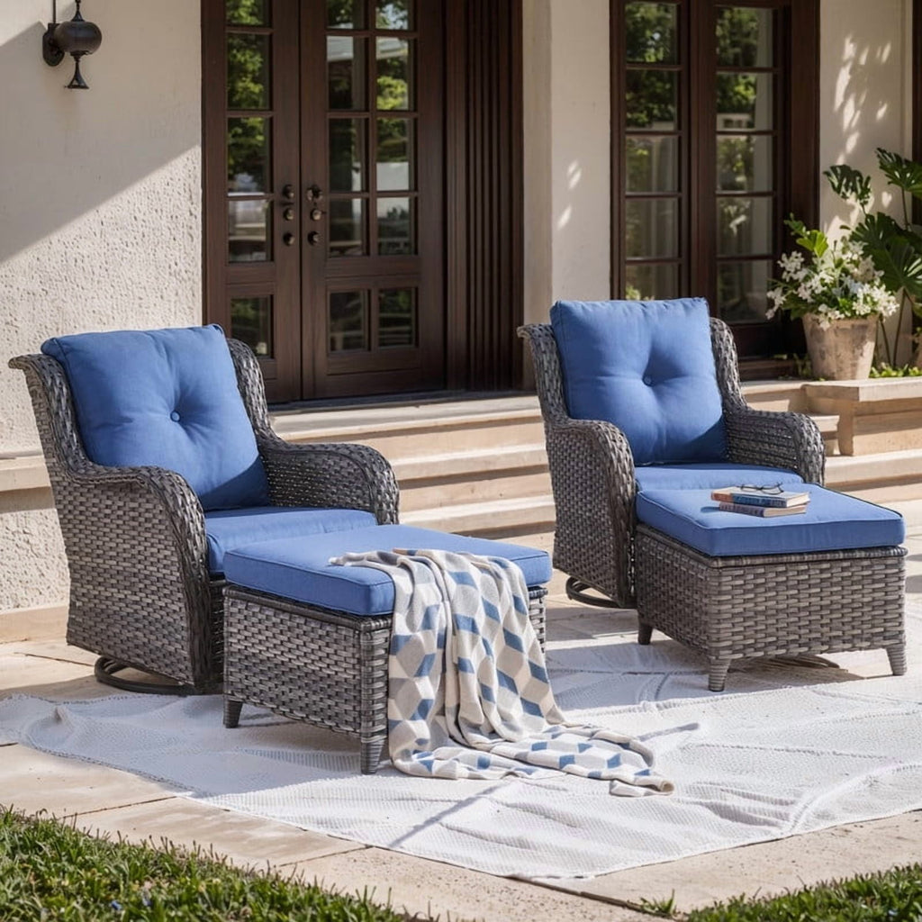 Unnifurnzi Outdoor Swivel Chairs-Patio Swivel Glider Chairs with Ottom