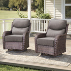 Unnifurnzi Outdoor Swivel Glider Patio Chairs Patio Swivel Chairs Set of 2 with 6 Inch Thick Cushions High Back Patio Chairs for Deck Porch Poolside Balcony
