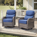 Unnifurnzi Outdoor Swivel Glider Patio Chairs Patio Swivel Chairs Set of 2 with 6 Inch Thick Cushions High Back Patio Chairs for Deck Porch Poolside Balcony