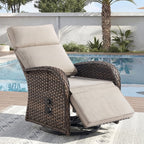 Unnifurnzi Outdoor Recliner Chair-Reclining Patio Chair with Adjustable Back & Footrest 135° Lay Flat Outdoor Recliners for Patio Poolside Backyard