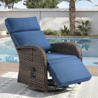 Unnifurnzi Outdoor Recliner Chair-Reclining Patio Chair with Adjustable Back & Footrest 135° Lay Flat Outdoor Recliners for Patio Poolside Backyard