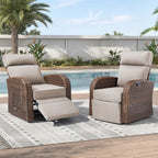Unnifurnzi Outdoor Swivel Recliner Chair-Reclining Patio Chair with Adjustable Back & Footrest Outdoor Recliners Flip-Up Side Table for Patio Poolside Backyard