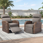 Unnifurnzi Outdoor Swivel Recliner Chair-Reclining Patio Chair with Adjustable Back & Footrest Outdoor Recliners Flip-Up Side Table for Patio Poolside Backyard