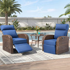 Unnifurnzi Outdoor Swivel Recliner Chair-Reclining Patio Chair with Adjustable Back & Footrest Outdoor Recliners Flip-Up Side Table for Patio Poolside Backyard