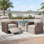 Unnifurnzi Outdoor Swivel Recliner Chair-Reclining Patio Chair with Adjustable Back & Footrest Outdoor Recliners Flip-Up Side Table for Patio Poolside Backyard
