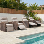 Unnifurnzi Outdoor Swivel Recliner Chair-Reclining Patio Chair with Adjustable Back & Footrest Outdoor Recliners Flip-Up Side Table for Patio Poolside Backyard