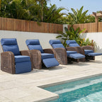 Unnifurnzi Outdoor Swivel Recliner Chair-Reclining Patio Chair with Adjustable Back & Footrest Outdoor Recliners Flip-Up Side Table for Patio Poolside Backyard