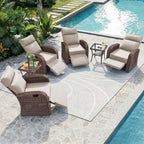 Unnifurnzi Outdoor Swivel Recliner Chair-Reclining Patio Chair with Adjustable Back & Footrest Outdoor Recliners Flip-Up Side Table for Patio Poolside Backyard