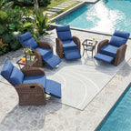 Unnifurnzi Outdoor Swivel Recliner Chair-Reclining Patio Chair with Adjustable Back & Footrest Outdoor Recliners Flip-Up Side Table for Patio Poolside Backyard