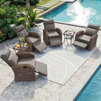 Unnifurnzi Outdoor Swivel Recliner Chair-Reclining Patio Chair with Adjustable Back & Footrest Outdoor Recliners Flip-Up Side Table for Patio Poolside Backyard