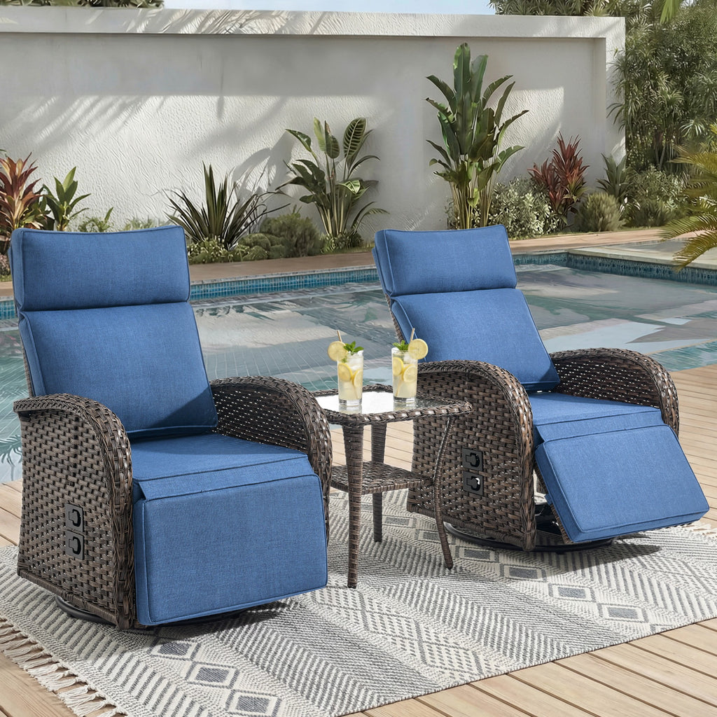 Unnifurnzi Outdoor Recliner Chair-Reclining Patio Chair with Adjustable Back & Footrest 135° Lay Flat Outdoor Recliners for Patio Poolside Backyard