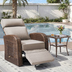 Unnifurnzi Outdoor Swivel Recliner Chair-Reclining Patio Chair with Adjustable Back & Footrest Outdoor Recliners Flip-Up Side Table for Patio Poolside Backyard