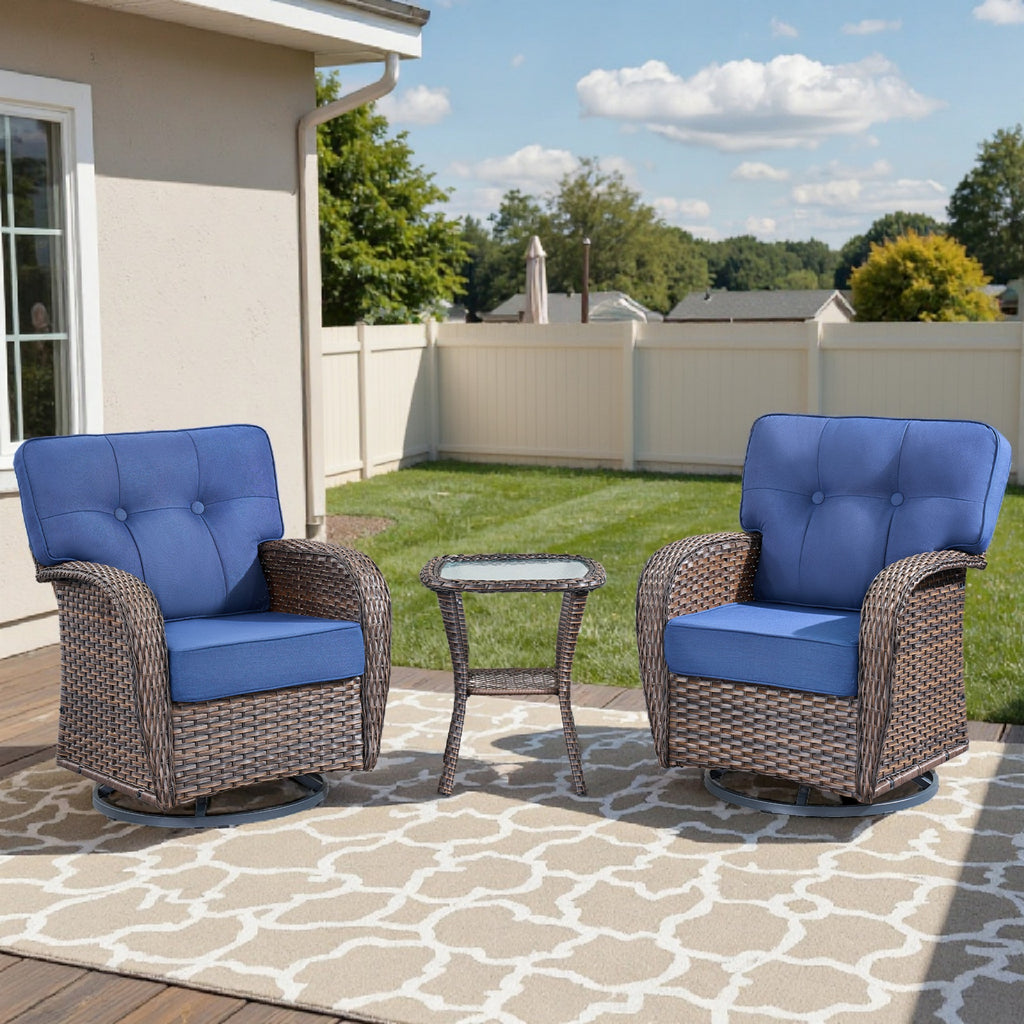 Unnifurnzi Outdoor Swivel Rocker Chairs Set of 2-Swivel Patio Chairs with 5" Thick Cushions Patio Chairs for Deck Porch Poolside Balcony