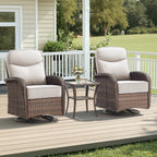 Unnifurnzi Outdoor Swivel Rocker Patio Chairs-6'' Thick Cushions Outdoor Rocking Chairs Set of 2 with Patio Side Table Patio Table and Chairs for Deck Porch Garden Balcony Poolside