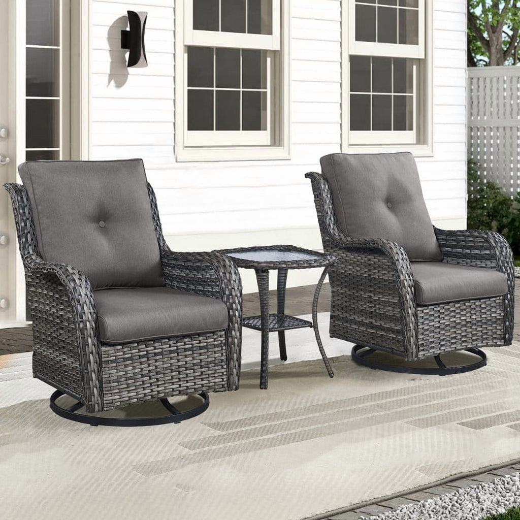 Unnifurnzi Outdoor Swivel Rocker Patio Chairs-Wicker Patio Swivel Chai