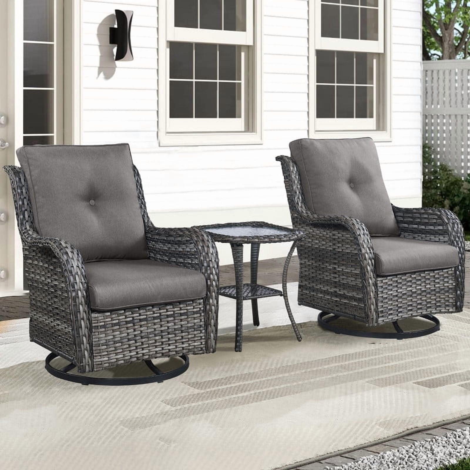 Unnifurnzi Outdoor Swivel Rocker Patio Chairs-Wicker Patio Swivel Chai