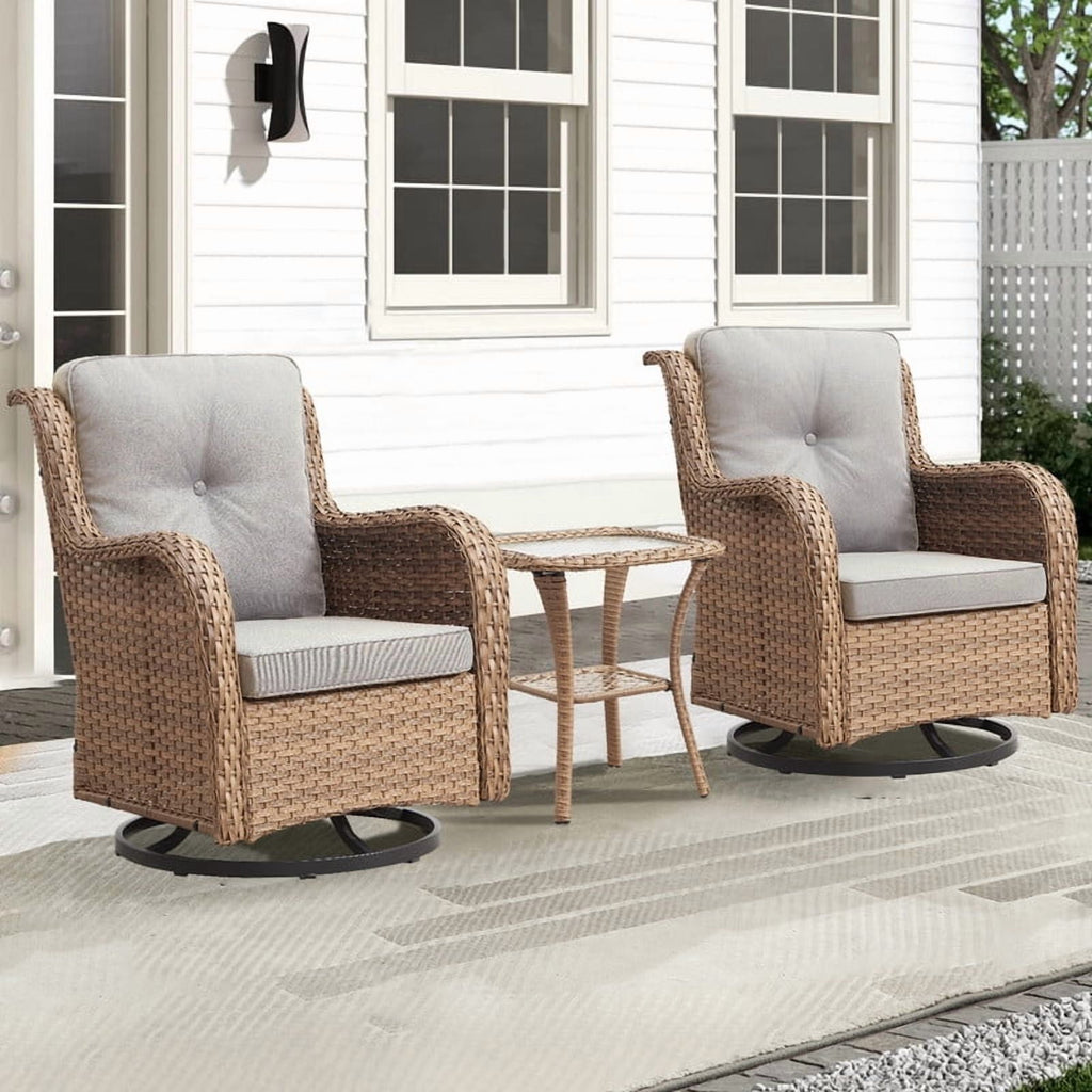 Unnifurnzi Outdoor Swivel Rocker Patio Chairs-Wicker Patio Swivel Chai