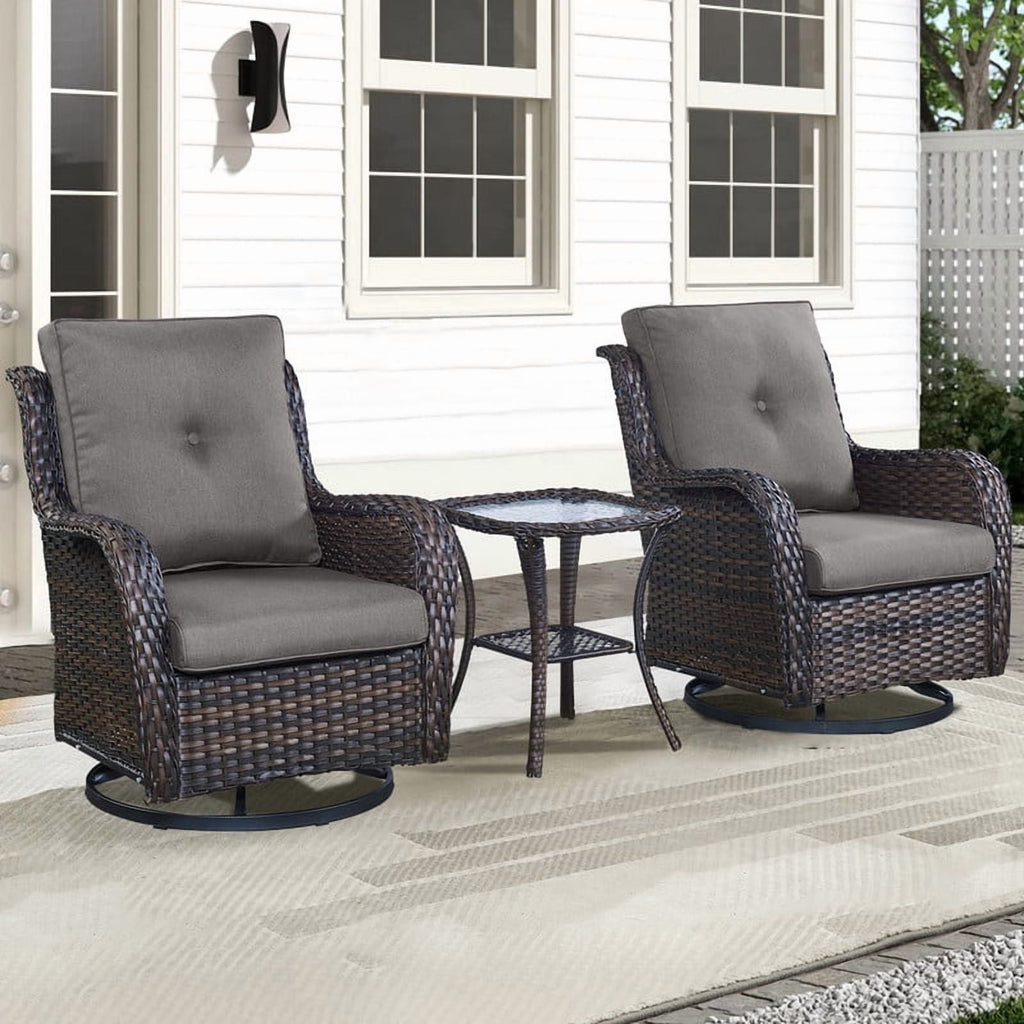Unnifurnzi Outdoor Swivel Rocker Patio Chairs-Wicker Patio Swivel Chai
