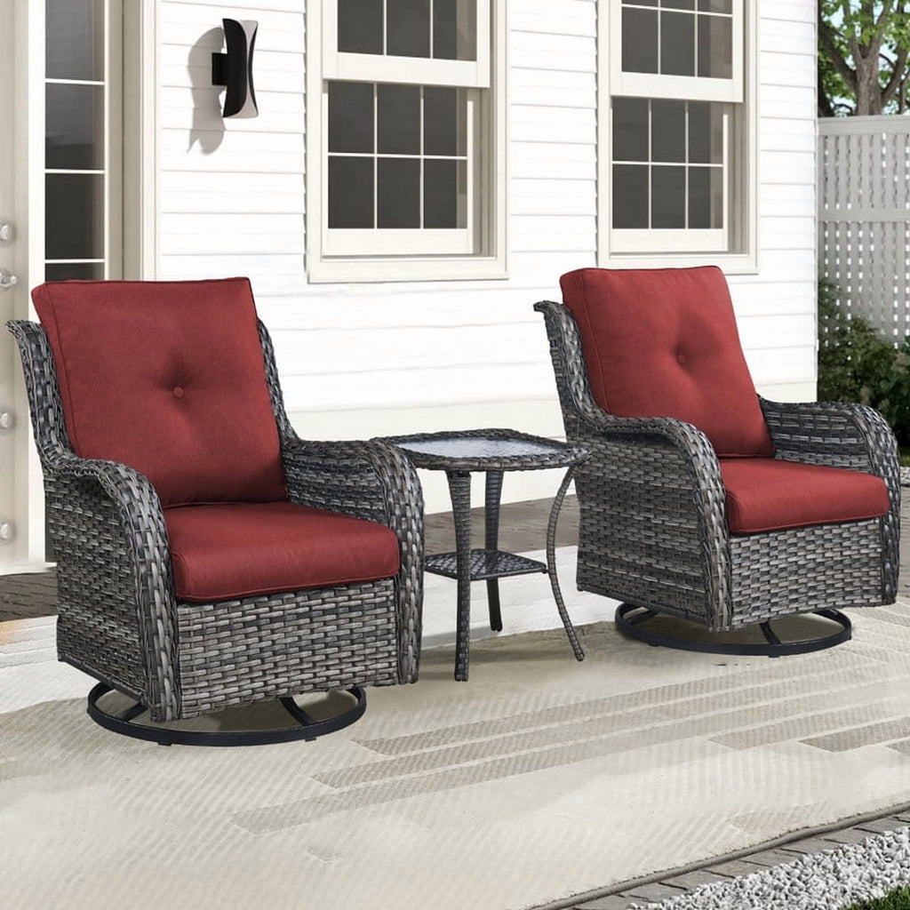 Unnifurnzi Outdoor Swivel Rocker Patio Chairs-Wicker Patio Swivel Chai