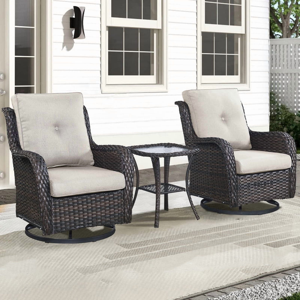 Unnifurnzi Outdoor Swivel Rocker Patio Chairs-Wicker Patio Swivel Chai
