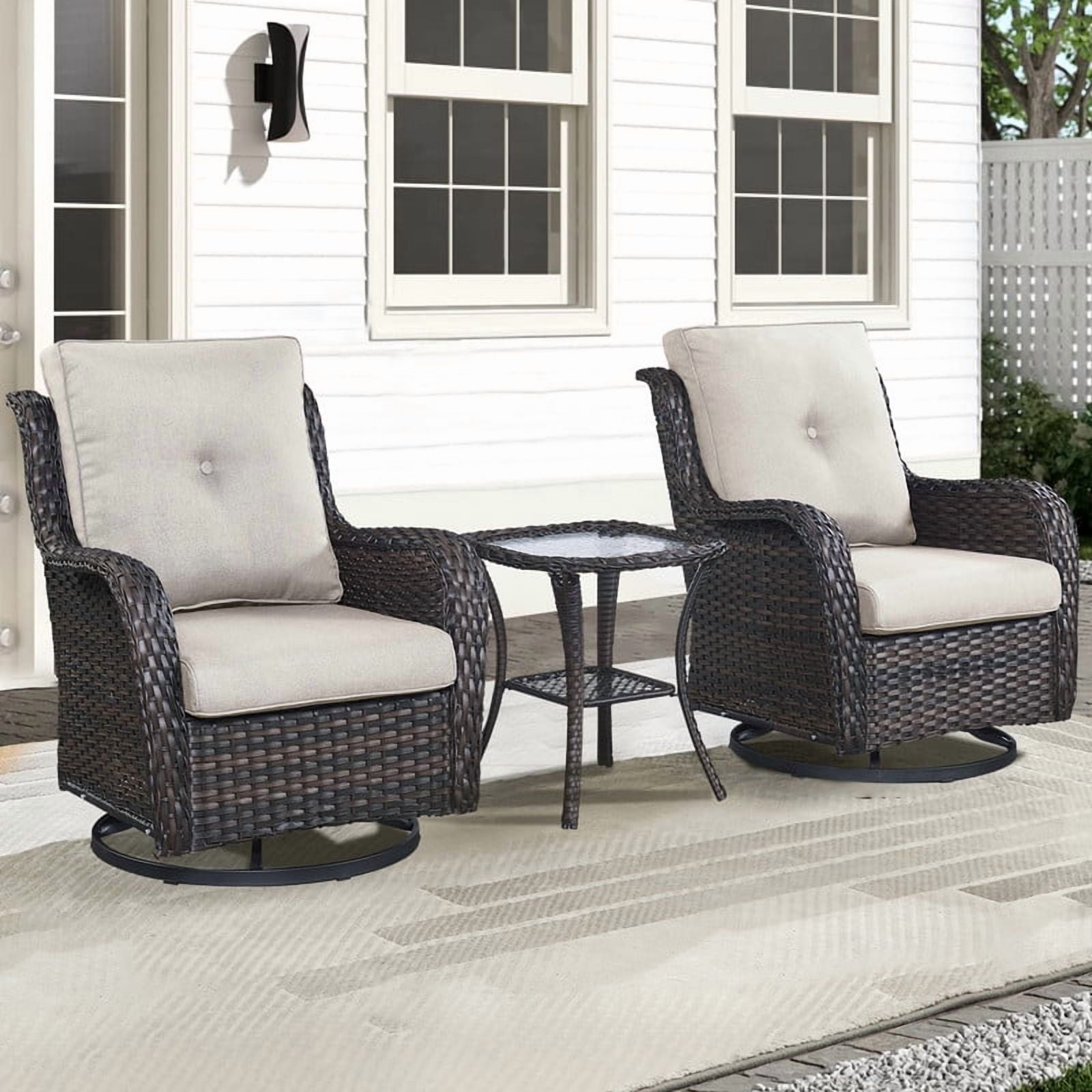 Unnifurnzi Outdoor Swivel Rocker Patio Chairs-Wicker Patio Swivel Chai