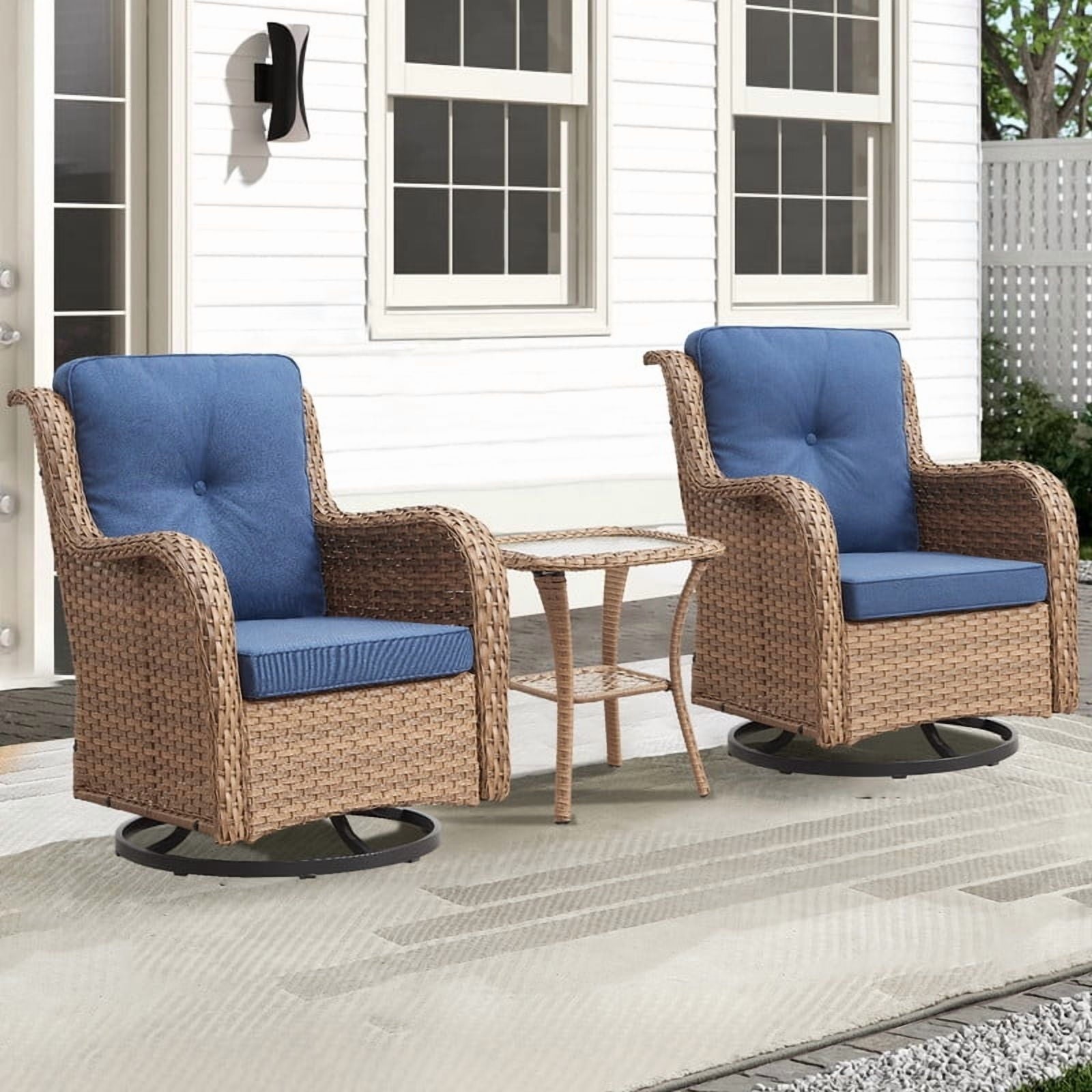 Unnifurnzi Outdoor Swivel Rocker Patio Chairs-Wicker Patio Swivel Chai