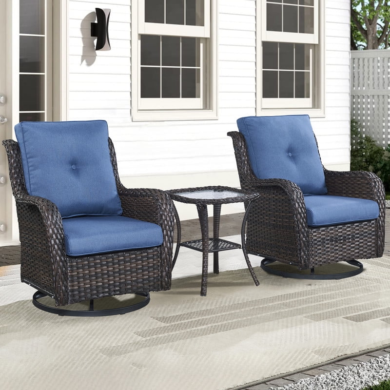 Unnifurnzi Outdoor Swivel Rocker Patio Chairs-Wicker Patio Swivel Chai