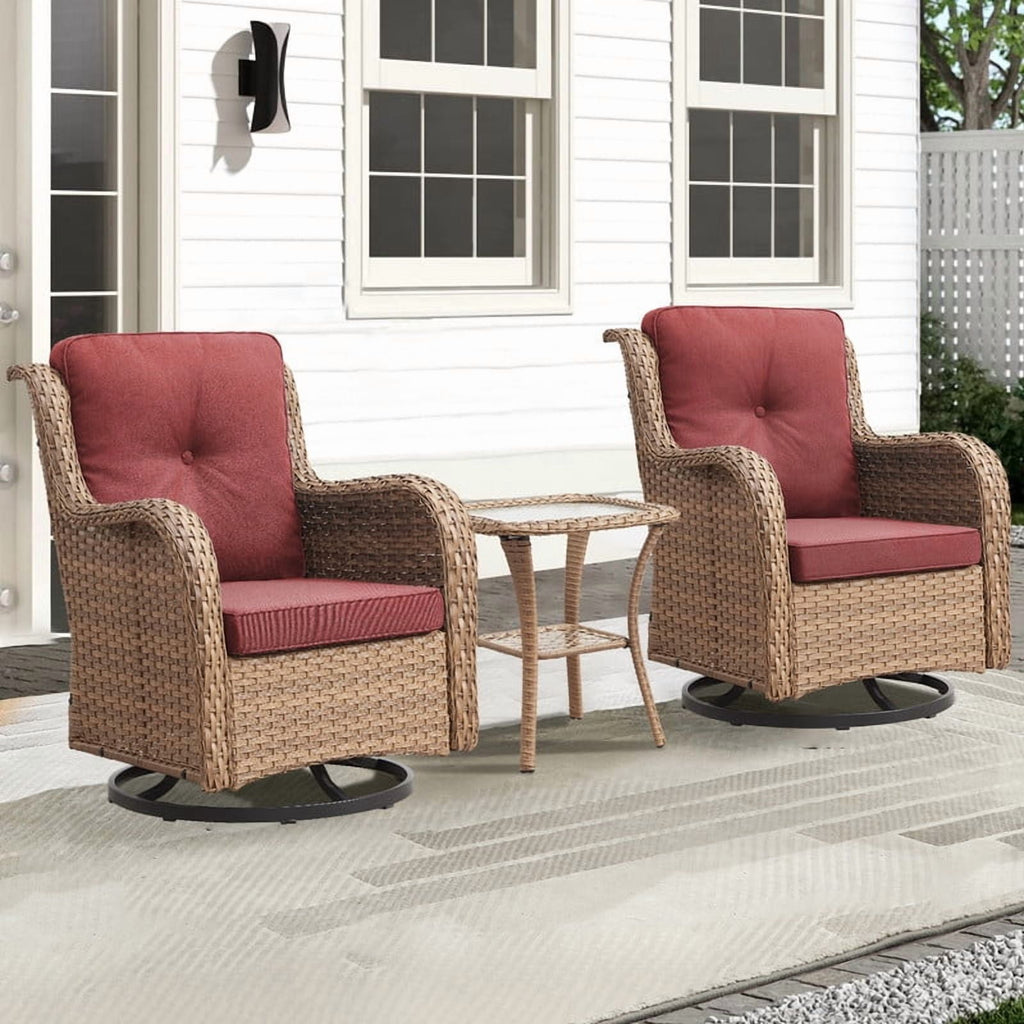 Unnifurnzi Outdoor Swivel Rocker Patio Chairs-Wicker Patio Swivel Chai