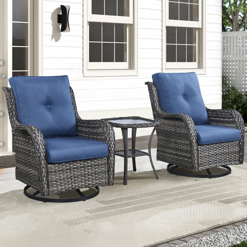 Unnifurnzi Outdoor Swivel Rocker Patio Chairs-Wicker Patio Swivel Chai