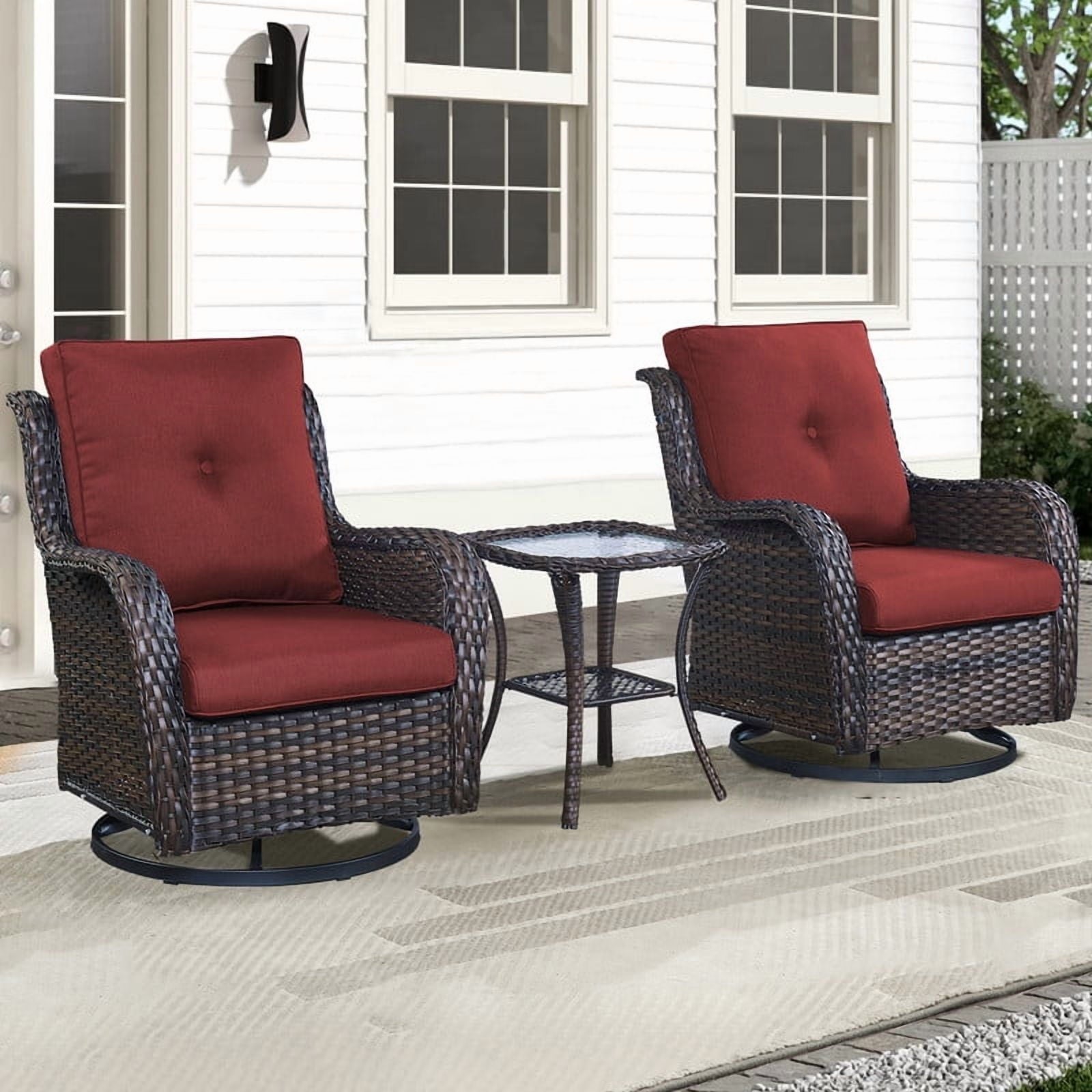 Unnifurnzi Outdoor Swivel Rocker Patio Chairs-Wicker Patio Swivel Chai
