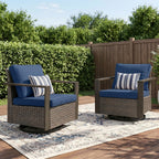 Unnifurnzi Outdoor Swivel Rocker Patio Chairs Set of 2-All Weather Wicker Swivel Patio Chairs Outdoor Chairs for Deck Porch Poolside Balcony