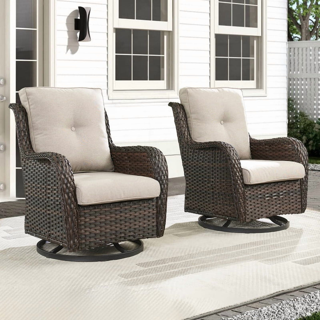 Unnifurnzi Outdoor Swivel Rocker Patio Chairs-Wicker Patio Swivel Chai