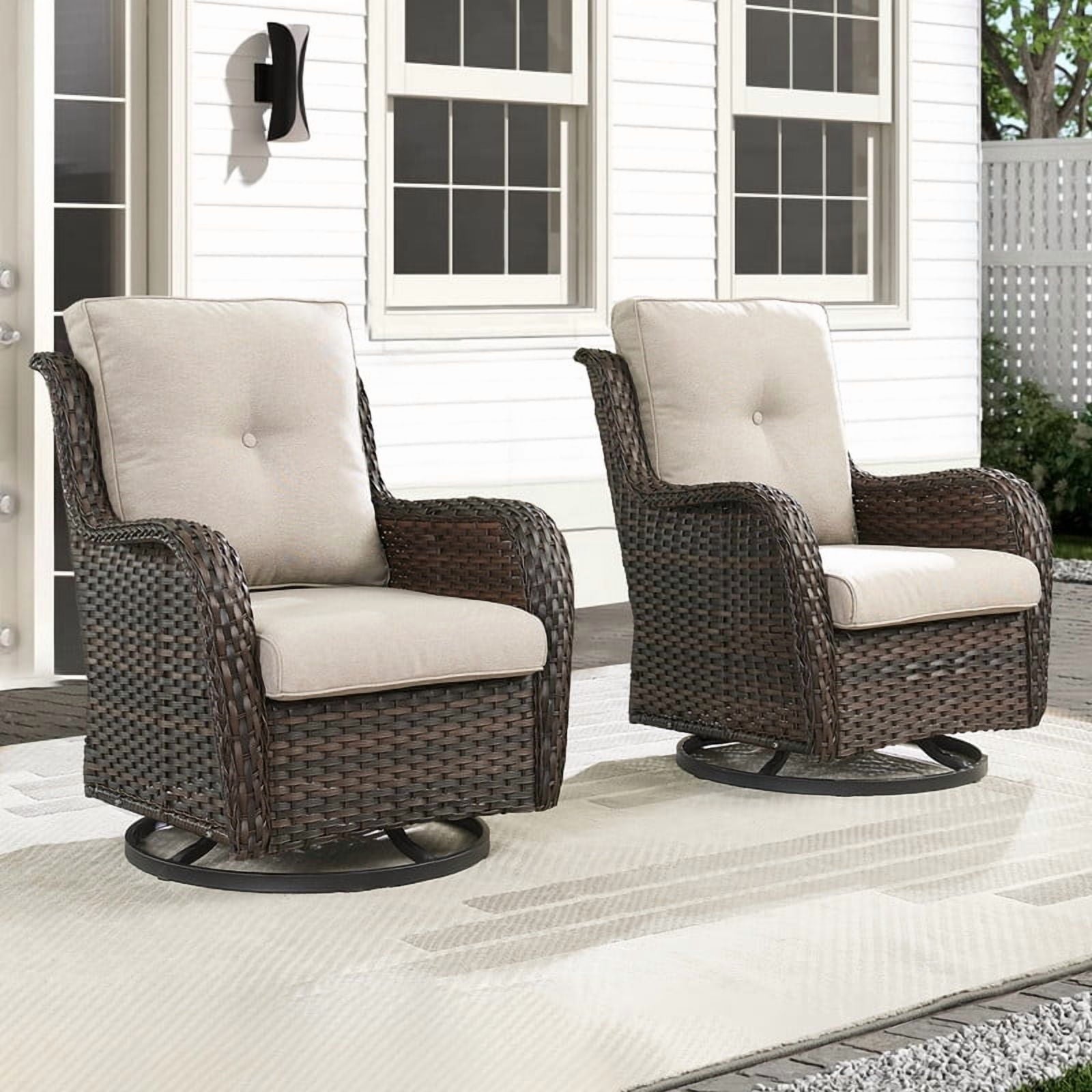 Unnifurnzi Outdoor Swivel Rocker Patio Chairs-Wicker Patio Swivel Chai