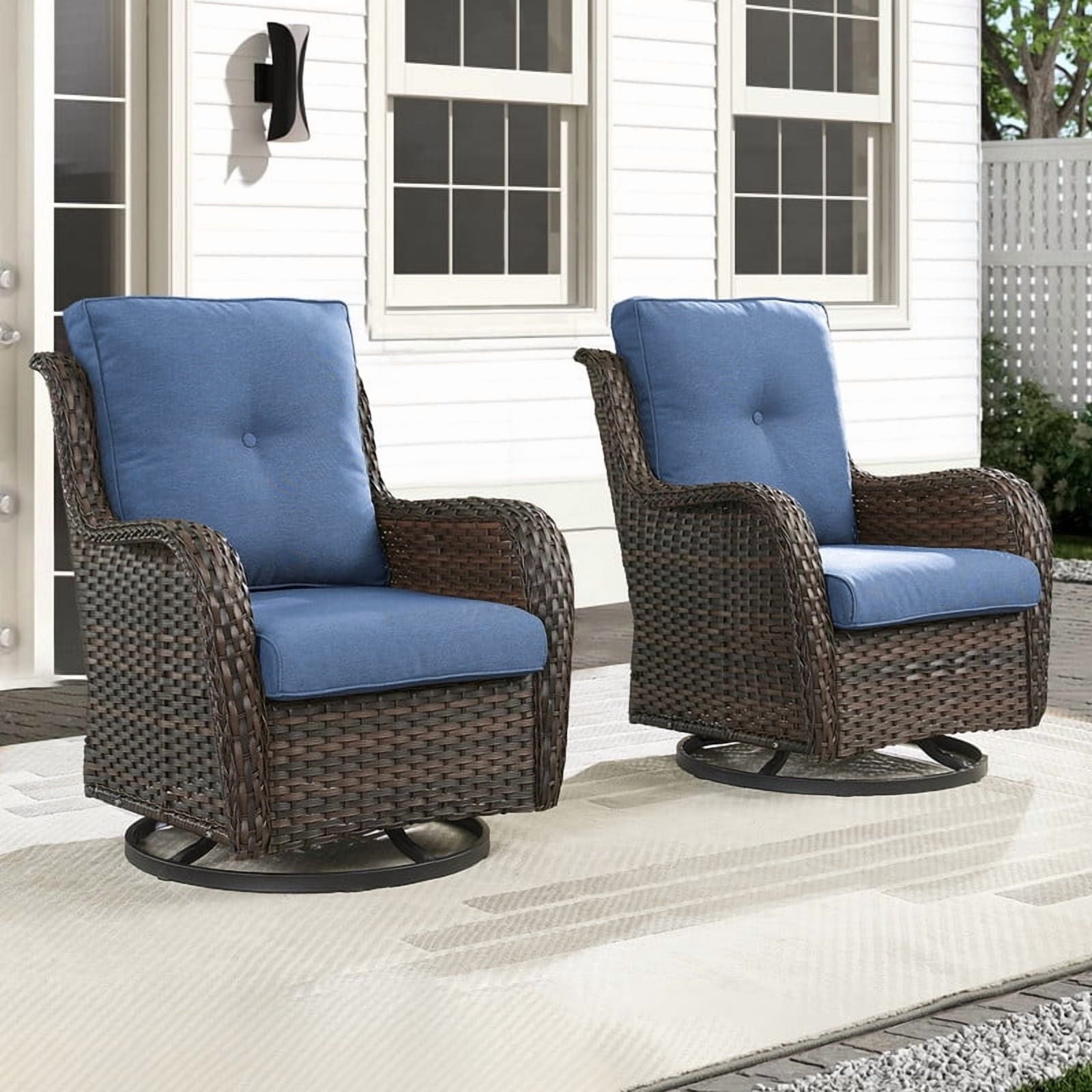 Unnifurnzi Outdoor Swivel Rocker Patio Chairs-Wicker Patio Swivel Chai