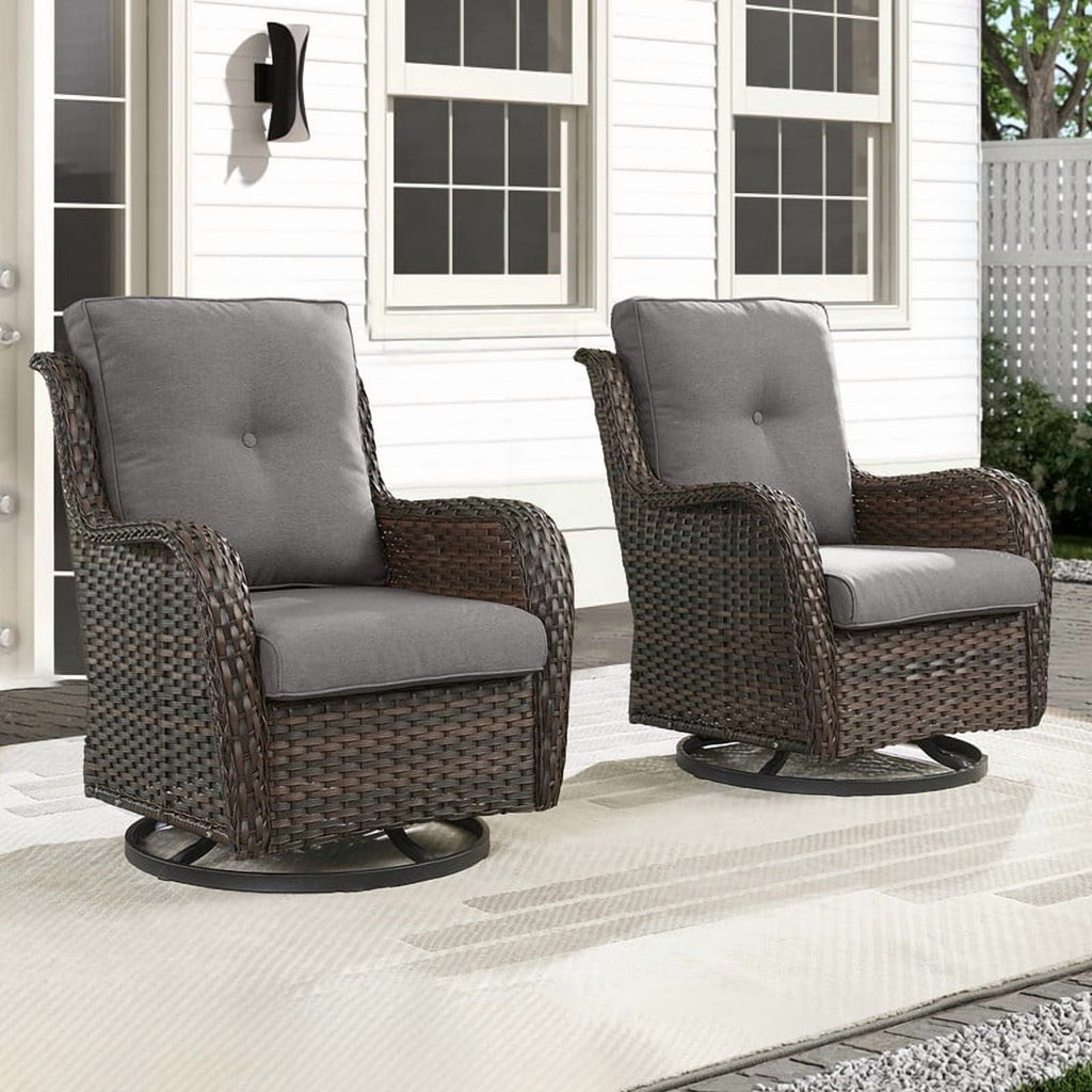 Unnifurnzi Outdoor Swivel Rocker Patio Chairs-Wicker Patio Swivel Chai