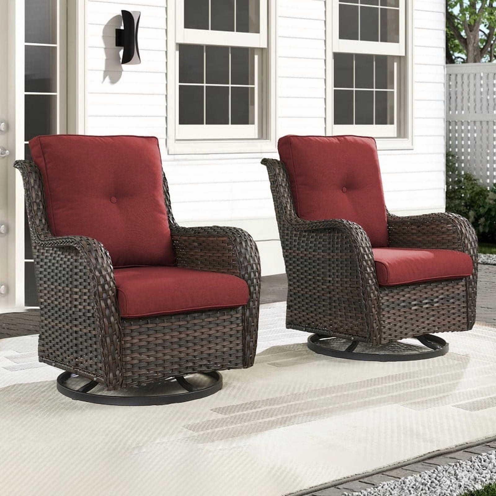 Unnifurnzi Outdoor Swivel Rocker Patio Chairs-Wicker Patio Swivel Chai