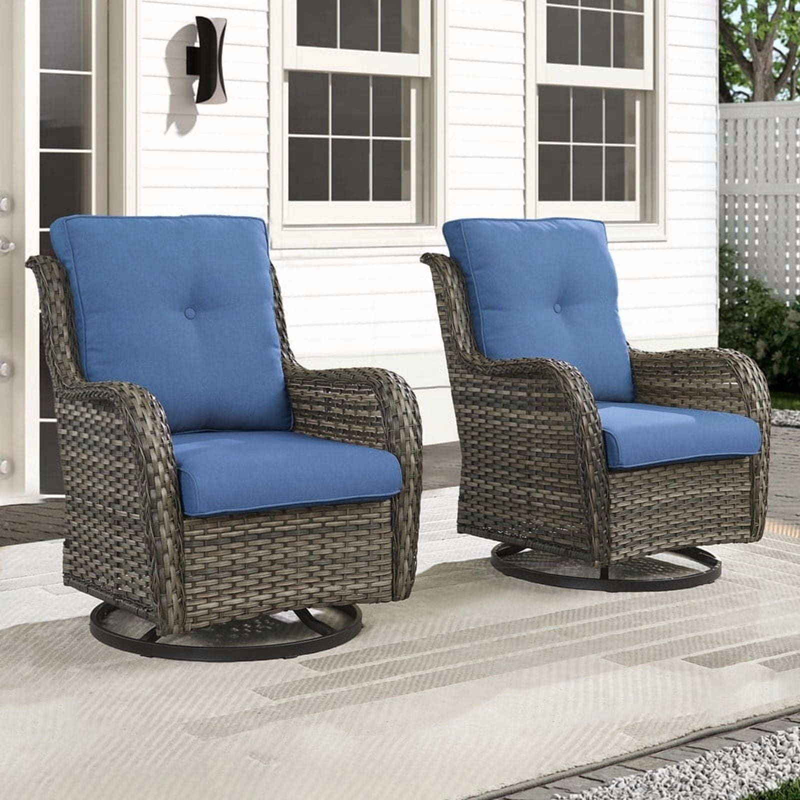 Unnifurnzi Outdoor Swivel Rocker Patio Chairs-Wicker Patio Swivel Chai
