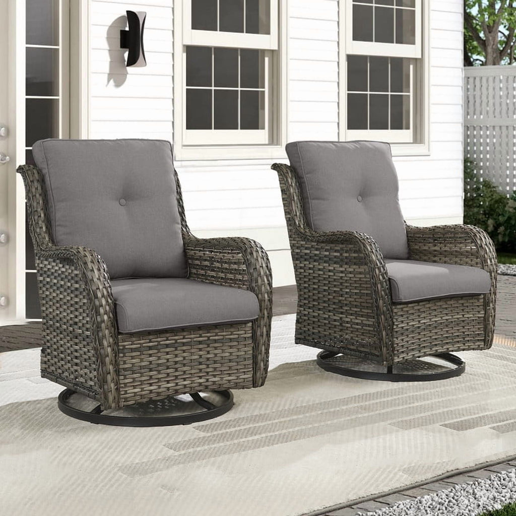 Unnifurnzi Outdoor Swivel Rocker Patio Chairs-Wicker Patio Swivel Chai