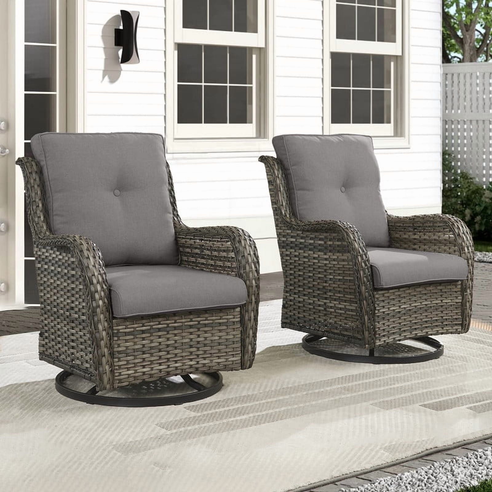 Unnifurnzi Outdoor Swivel Rocker Patio Chairs-Wicker Patio Swivel Chai