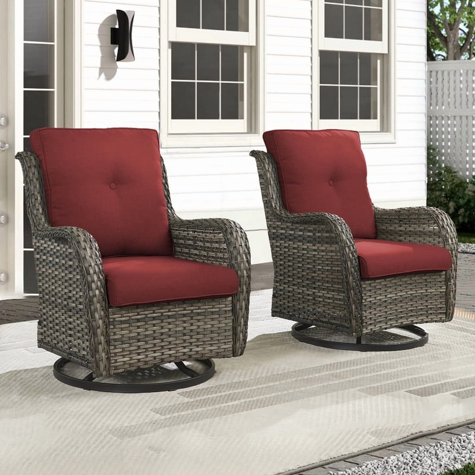 Unnifurnzi Outdoor Swivel Rocker Patio Chairs-Wicker Patio Swivel Chai
