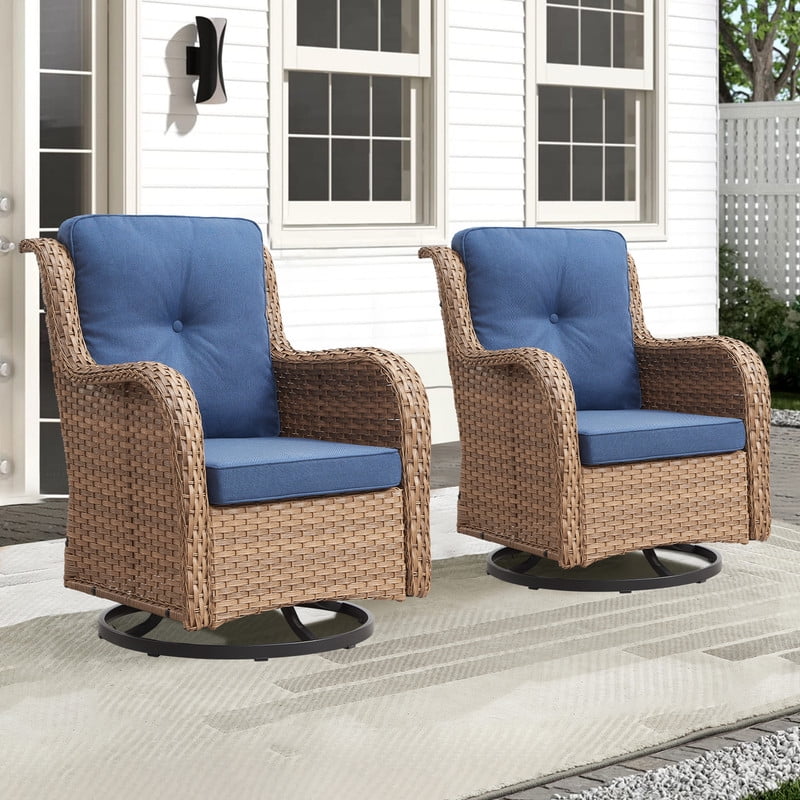 Unnifurnzi Outdoor Swivel Rocker Patio Chairs-Wicker Patio Swivel Chai
