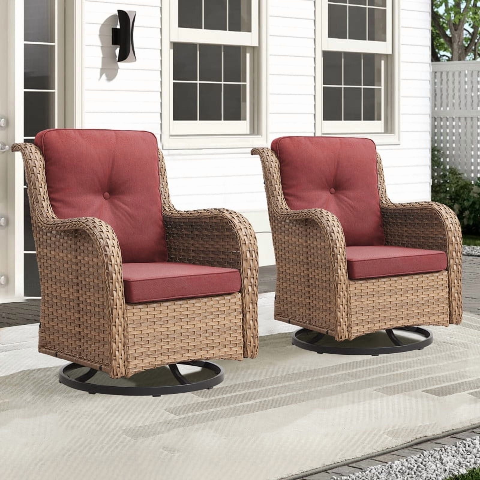 Unnifurnzi Outdoor Swivel Rocker Patio Chairs-Wicker Patio Swivel Chai