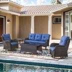 Unnifurnzi Wicker Outdoor Conversation Set-5 Pieces Outdoor Wicker Hig