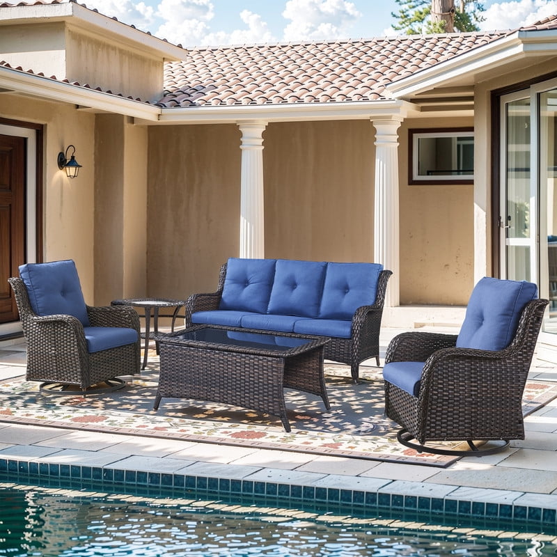 Unnifurnzi Wicker Outdoor Conversation Set-5 Pieces Outdoor Wicker Hig