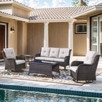 Unnifurnzi Wicker Outdoor Conversation Set-5 Pieces Outdoor Wicker Hig