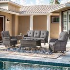Unnifurnzi Wicker Outdoor Conversation Set-5 Pieces Outdoor Wicker Hig