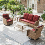Unnifurnzi Wicker Outdoor Conversation Set-5 Pieces Outdoor Wicker Hig