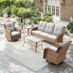 Unnifurnzi Wicker Outdoor Conversation Set-5 Pieces Outdoor Wicker Hig