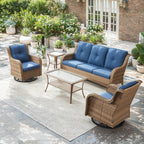 Unnifurnzi Wicker Outdoor Conversation Set-5 Pieces Outdoor Wicker Hig
