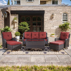 Unnifurnzi Wicker Outdoor Conversation Set-5 Pieces Outdoor Wicker Hig